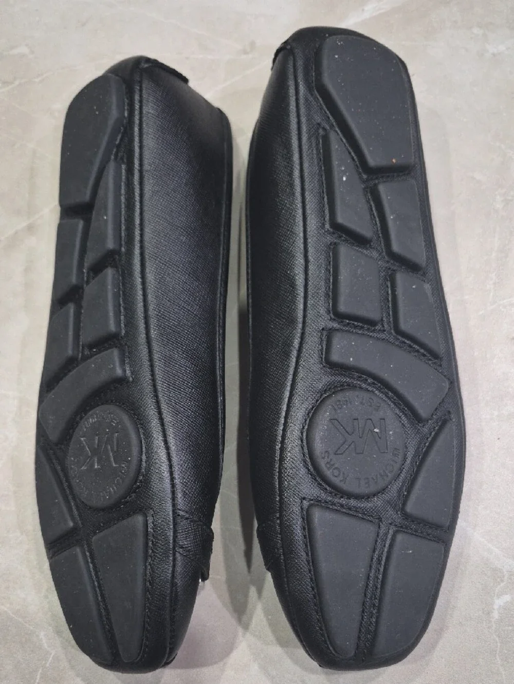 Michael Kors Black MK Logo Square-Toe Ballet Flats